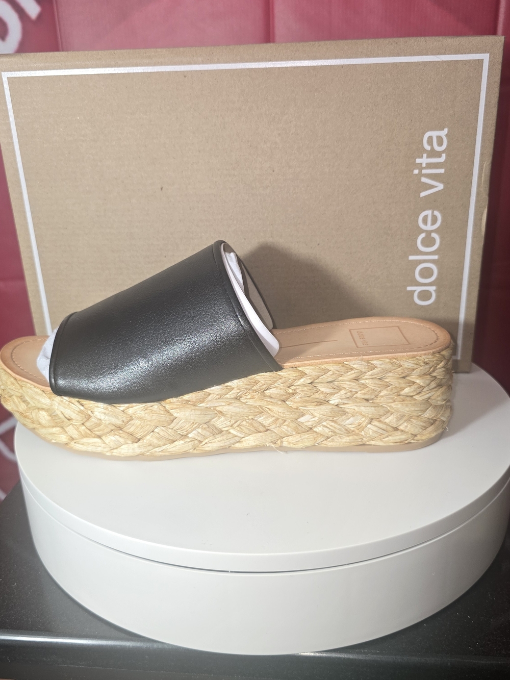 Dolce Vita Black Platform Espadrille Slide Size 9